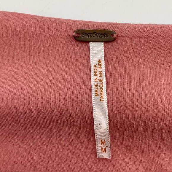 Free People Med Love of My life Midi Dress Pink Textured Button Cottage Praire - Picture 7 of 15